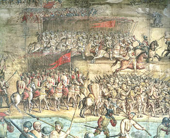 A painting of a Catholic army charging into battle